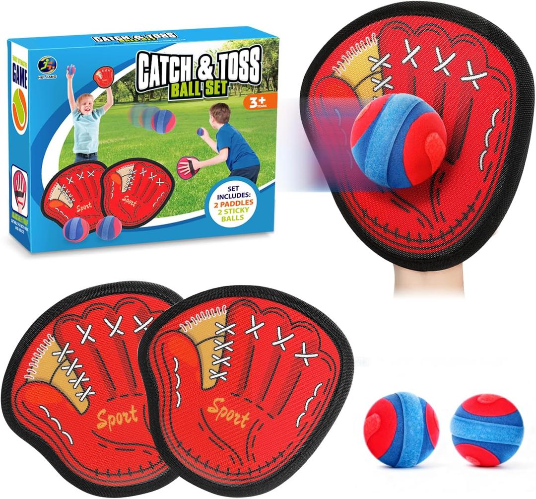 DISHIO Toss and Catch Ball Game Outdoor, Yard Games Beach Toys Pool Toddler Baseball Glove & Catch Ball Toys (2 paddles 2 balls)