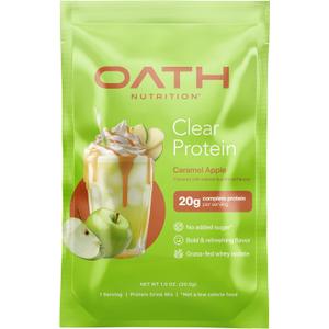 Oath Nutrition Clear Whey Isolate Protein Powder, Caramel Apple, 20g Complete Protein per Serving, No Added Sugar, Grass-Fed, Single Serving (6 Count)