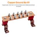 Copper Grounding Bar Kit - 7.8" Copper Bus Bar with 10 Terminal Positions and UL Material BusBar Insulator (7.88"*2" 600A)