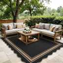 6x9 Scalloped Rug Easy Jute Washable Outdoor Patio Rug for Living Room