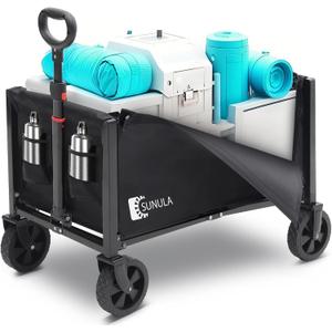 Foldable Wagon Cart 160L- 3 in 1 Collapsible Wagon Cart with Wheels, 2 Cup Holders, for Groceries, Camping, Shopping, Garden (Black) Foldable Wagon Cart 160L- 3 in 1 Collapsible Wagon Cart with Wheels, 2 Cup Holders, for Groceries, Camping, Shopping, Garden (Black)