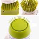 Dish Brush with Soap Dispenser, Dishwashing Kitchen Scrub Brushes Dish Scrubber with Holder Drip Tray, for Cleaning Pan, Pot, Sink(Grey)