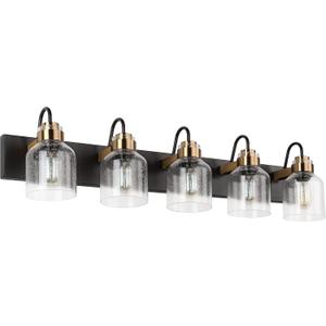 PRESDE Vintage Bathroom Vanity Light Fixtures Bronze Brushed Black Vanity 5 Light for Bathroom Wall Lighting (Oil Rubbed Bronzewith bubbles)