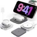 Upgraded 3 in 1 Wireless Charger for MagSafe, Magnetic Foldable Travel Fast Charging Station Pad Compatible with Apple Watch/Ultra (5W) iPhone 16/15/14/13/12 & AirPods Pro/4/3/2 (with Adapter)