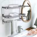 LUANT 24 Inch Bathroom Shelf 3-Tier Wall Mounting Rack with Towel Bars