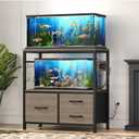 Heybly 20-29 Gallon Fish Tank Stand, Aquarium Stand with Drawer, Power Outlet, Heavy Duty Metal Frame, for Fish Tank, Turtle & Reptile Terrarium, 31.5" x 15.7" Top, 330lbs, Rustic Gray HAS001SG