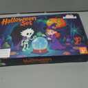 Witch Costume for Girls Aged 3-8 Years Halloween Light Up Skirt with Broom Hat Treat Bag Kids Toddler Girls Dress Up (Purple)