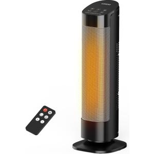 1500W Space Heater, Portable Electric Heaters for Indoor Use with Thermostat and Remote, 3 Modes, 35dB Quiet, 12H Timer, PTC Ceramic Safty Heater for Office Bedroom Large Room Home Silver