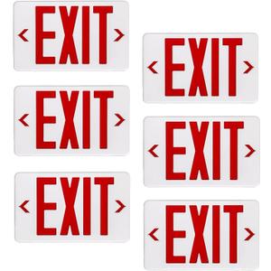 CM MZY Emergency Lights LED Exit Sign with Battery Backup, Red Letter Commercial Emergency Exit Sign Lights, AC 120-277V, UL Certified 6PCS