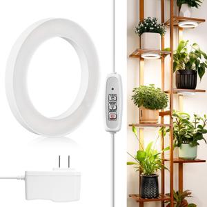 LORDEM 6.3 Ceiling Grow Light for Indoor Plants, 72 LEDs Full Spectrum Halo Plant Light, Under Cabinet Growing Lamp with 4/8/12H Auto Switch, 4 Dimmable Brightness Levels, Ideal for Pot Plants (One Head)