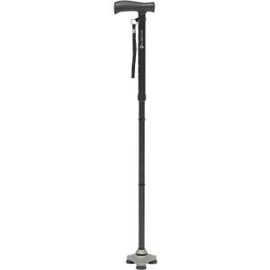 HurryCane Freedom Edition Foldable Walking Cane With T Handle - Enhanced Mobility Support - Patented SteadiGrip Base - Adjustable Height - Lightweight Foldable Design - Black