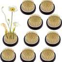 Woration 10Pcs Ikebana Stem Holder Gold Flower Frog with Rubber Base Floral Arrangement Pin Frog 1.34inch Round Kenzan for Garden Home Decoration DIY Craft