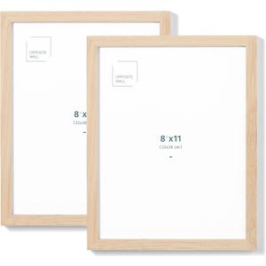 Opposite Wall - Set of 2-8.5 x 11 in - Natural Solid Oak Wood Picture Frames - Lightweight, Versatile & Shatterproof - Wall Hanging & Tabletop Photo Frame - Office, Gallery & Home Decor