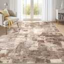 Abstract Living Room Rug 6x9 - Modern Washable Soft Thin Area Rug for Living Room Bedroom Under Dining Table - Neutral Indoor Floor Rug Carpets for Home Office Playroom Nursery - Brown
