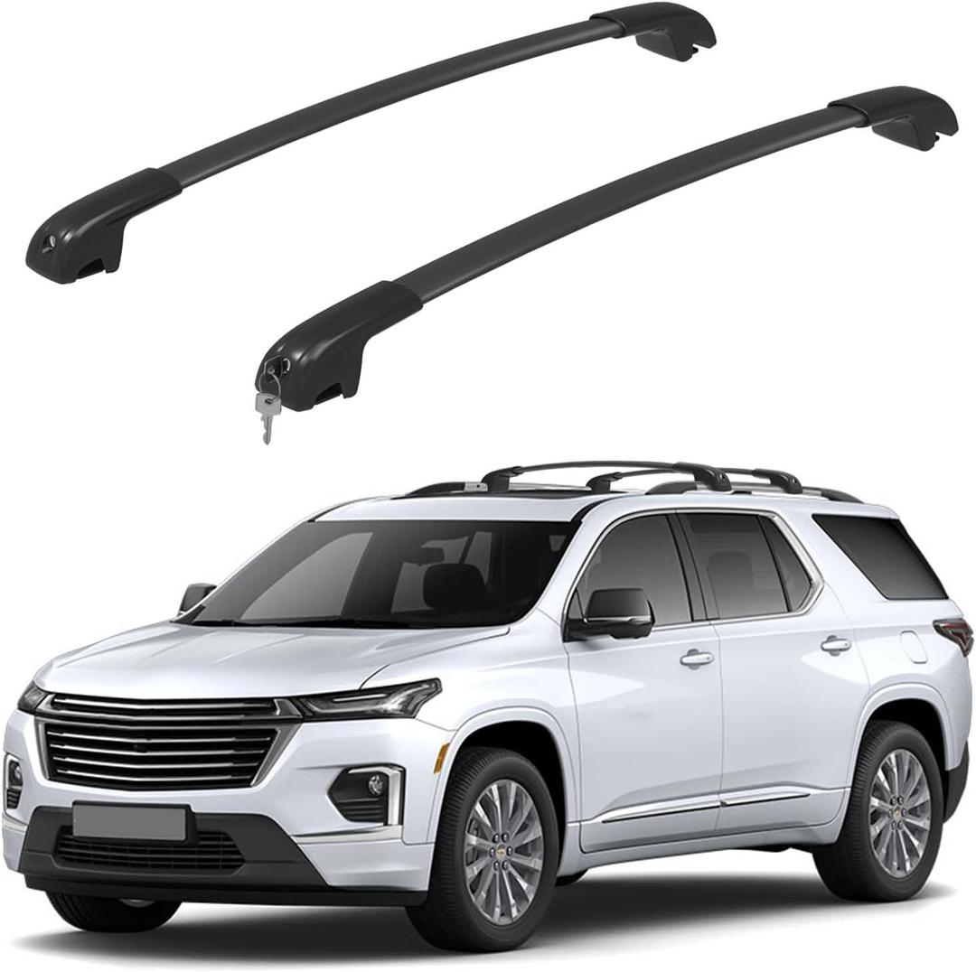 330lbs Lockable Roof Rack Cross Bars Compatible with Chevrolet Chevy Traverse 2022 2023 2024 2025 2026, Aluminum Roof Rails Crossbar for Rooftop Cargo Luggage Kayak Canoe Snowboard Rack
