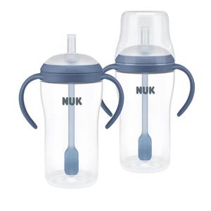 NUK Perfect Match Learner Straw Cup, 8 oz, 2 pack Soft Straw, Easy-Grip Handles, BPA Free, Spill Proof Transition Sippy Cup
