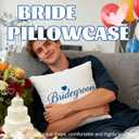 Bride and Bridegroom Pillowcases (18x18 inches, Set of 2) White and Blue Bride Pillowcases, Short Plush Soft Sofa Cushion Covers for Bedroom Living Room Sofa Home Decor for Newlyweds