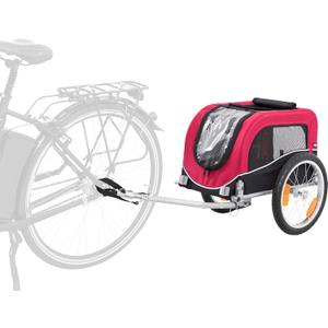 TRIXIE Dog Trailer for Bicycles, Dog Bike Trailer for Small Dogs up to 33 lbs, Quick Set-up and Fold Down, Red