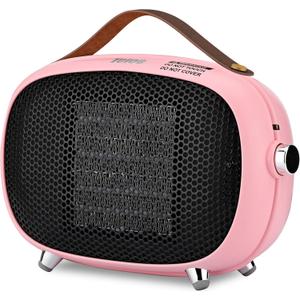 Mini Electric Ceramic Space Heater 800W/400W, Small, PTC with Tip-Over and Overheat Protection, 3 Operating Modes for Office, Bedroom and Under Desk (PINK)