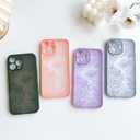 NITITOP Compatible with iPhone 13 Pro Max Case Cute Aesthetic Floral Flower Vintage Rose Pattern Matte Clear Women Girl Full Camera Lens Slim Hard PC Shockproof Pritective Cover - Purple