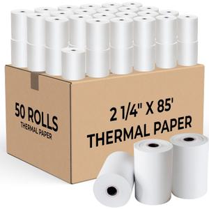 2 1/4 X 85 Thermal Paper Rolls -50-Pack for Square & Credit Card Terminal, Thermal Printer Paper, Thermal Receipt Paper,Thermal Receipt Paper 2 1/4 Credit Card Paper, Clover Receipt Paper & Verifone