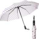Mr. Pen Windproof Travel Umbrella, White Polka Dots, Automatic, Compact, Portable, Windproof Umbrella, Umbrellas for Rain