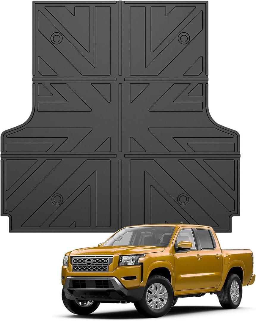 Truck Bed Mat for 2022-2025 Nissan Frontier Crew Cab 5FT Short Bed Liner All Weather Protection TPE Bed Cargo Mat Rear Trunk Mat for 2022 2023 2024 2025 Nissan Frontier Pickup Accessories