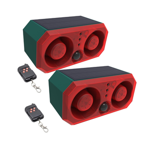 Solar Sound & Strobe Light Alarm Motion Sensor Siren, 13 Sounds & Recording, Dual Speaker 130dB Dog Barking Loud Noise Maker, Security Alert System for Home Farm Barn Villa Orchard (Pack of2)