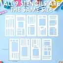 Handmade Flexible Record Template, 9 Pack Upgraded Journaling Planner Stencil Set for Dot Grid, Drawing, Checklists, Daily Planning, DIY Crafts, Reusable Templates Compatible with Coils Rings, White