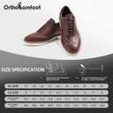 Men's Orthopedic Business Dress Walking Shoes - Comfortable Arch Support Plantar Fasciitis Leather Wingtip Formal Oxford - Flat Feet Casual Cap Toe Tuxedo Patent Sneakers for Foot Heel Pain Relief (8, W2-dark Brown)