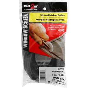 Prime-Line P 7530 0.25 in. x 25 Foot Roll, Black Spline