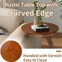 C Shaped End Table, Small Round Side Table for Couch, Slide Under Sofa Tray Desk for Living Room Bedroom, Solid Wood TV Tray Table for Narrow Space (15 Chestnut)