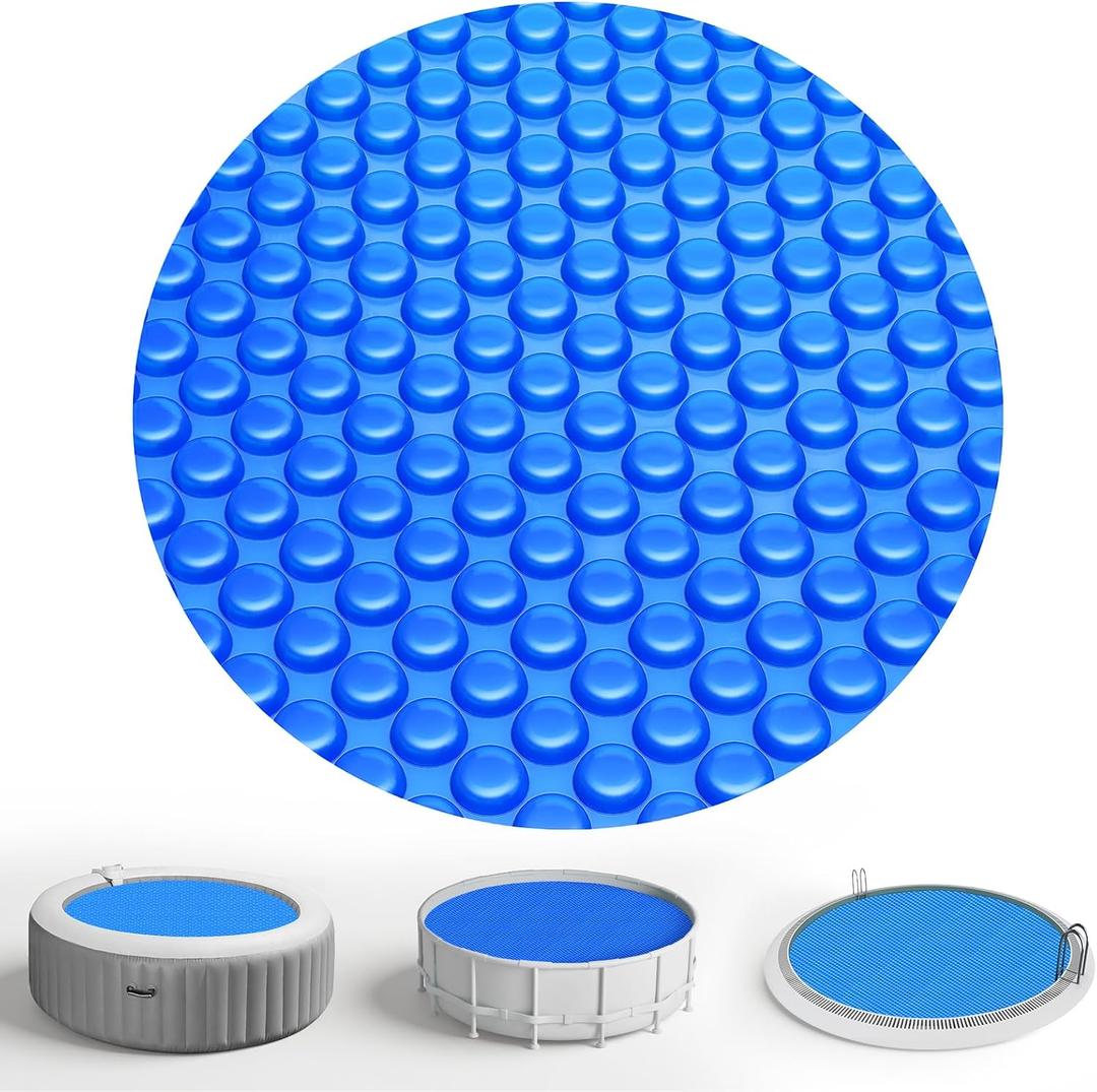 Solar Pool Cover 12 Ft Diameter Round Solar Blanket for Above Ground Inground Pools, Hot Tub SPA Bubble Wrap Pool Protector, 12 Mil Circle Thermal Covers Floating Blanket Mat for Swimming Pools