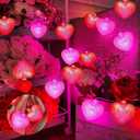 TURNMEON Valentines Day Decorations 10 Ft 20 LED 3D Heart Garland Lights, Pink & Red Valentine's Glitter Heart String Lights Battery Operated Valentines Decor for Indoor Outdoor Home Party Wedding