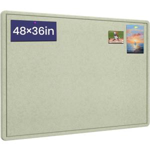 Large Cork Bulletin Board 48" x 36", Felt Pin Board, Sage Green