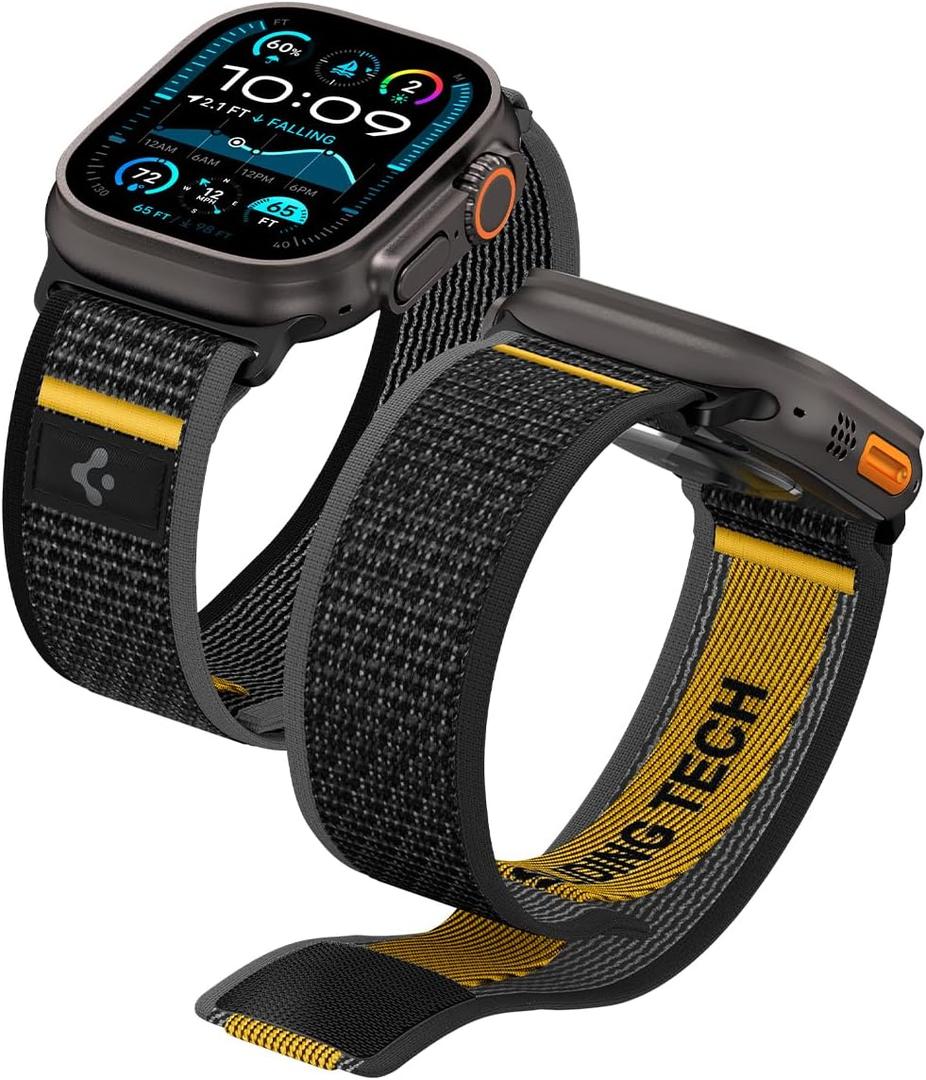 Spigen for Apple Watch Band, Compatible with Ultra 3/2/1 49mm, Series 11/10 46mm, 9/8/7 45mm, SE3/SE2/SE/6/5/4 44mm, 3/2/1 42mm (Active Black)