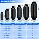 VEITHI Large Boat Fenders 4 Pack 8.5 x 27 inch, Ribbed Twin Eyes Vinyl Boat Bumpers Fenders, Boat Bumpers for Docking Come with Ropes Needles and Pump to Inflate, Pontoon Boat Fenders for Docking - Black