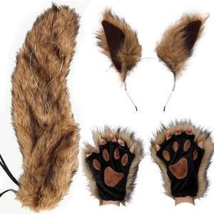 YXCFEWD Costume Chipmunk ears brown big paws Chipmunk tail cosplay party Halloween party costume set