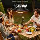 VEVOR Hanging Patio Heater, 1500W Electric Space Infrared Heater, IP34 Protection with 23.6 inch Pull Cord & Adjustable Chain, for Porch,Patio,Dining Room,Studio Outdoor/Indoor
