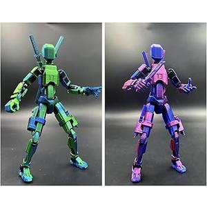 T13 3D Action Figure Set (Assembly Completed), 3D Printed MultiJointed, Titan 13 Action Figures, MultiArticular Lucky Mobile Robot Nova T13,Desktop Decorations for Game Lovers Toys (Blue/Purple)