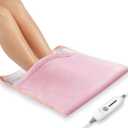 Foot Warmer Electric, Heating Pad King Size Ultra Soft Flannel, Extra Large for Bed, Abdomen, Feet, Back, Cramp, Office/Home Under Desk, 10ft Cord, Auto Off, 22" x 20" - Pink