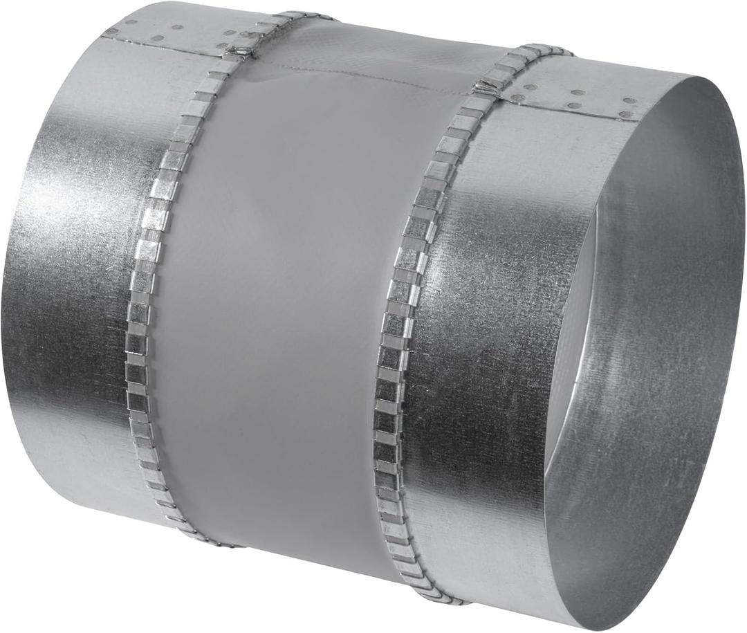 Vent Systems 6" Inch Flexible Vibration-Reducing Male Fit Duct Connector Round Galvanized Steel Dryer Vent Hose Connector, Spiral Duct, Pipe Extender, HVAC Ventilation - Inline Duct Work Coupler