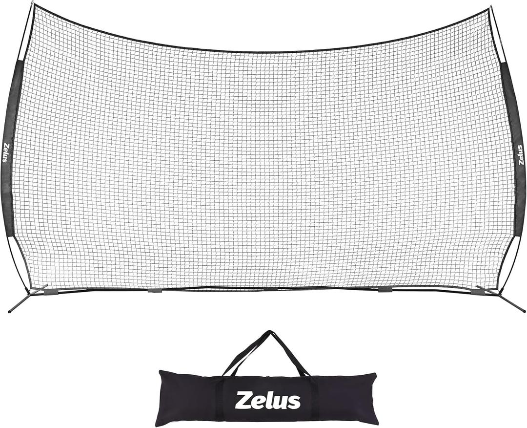 ZELUS 16x10 ft Baseball Backstop Net, Sports Barrier Net, Black