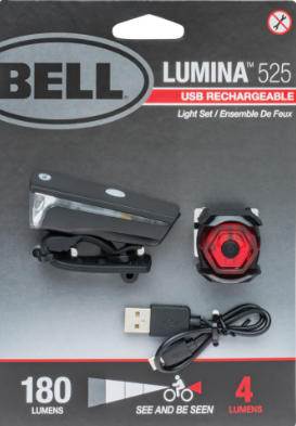 Bell Lumina 525 USB Rechargeable Bicycle Light Set 180 & 4 Lumens (Front & Rear)