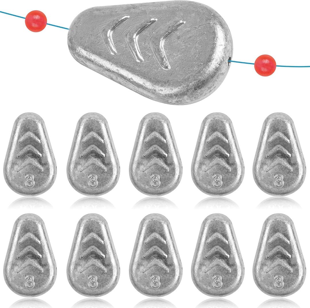 10 Pack No Roll Sinker Lead Fishing Weights Catfish Sinkers Coin Disc Weight Snagless Flat Inline Sinker for Catfishing Rig Bank River Surf Fishing Saltwater
