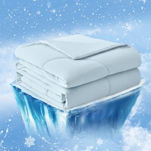 Cozy Bliss Cooling Comforter King Size, Cooling Blankets for Hot Sleepers and Night Sweats, Blue Summer Comforter for King Size Bed, Breathable Soft Lightweight Silk Smooth