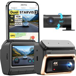 DDPAI 4K Dash Cam Front and Rear, Dual STARVIS 2 IMX678 IMX662 Dashcam,4K+1080P HDR Car Camera With Bulitin 32G eMMC, 3K/60FPS,4G LTE Support,5G WiFi GPS, 3" IPS,Night Vision,24H Parking Mode,Z60 Pro