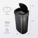 NINESTARS DZT-50-9BK The Original Automatic Motion Sensor Trash Can, 13.2 Gal. / 50 L., Black