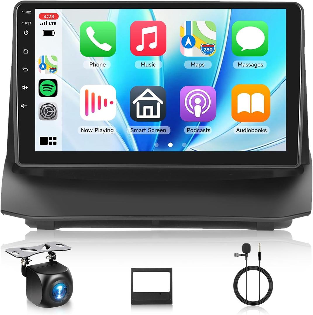 2+64G Android Car Radio Stereo for Ford Fiesta 2009-2014 with Wireless Carplay Android Auto, 9 Touchscreen Head Unit with Bluetooth Mirror Link GPS Navigation WiFi FM/RDS EQ AHD Backup Camera SWC