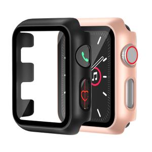 2 Pack Hard Case for Apple Watch Series Series 3/2/1 42mm [Full Protection], Built-in Screen Protector [Touch Sensitive] Slim Bumper Cover for iWatch S3/S2/S1 Accessories 42mm, Black+Rose Gold